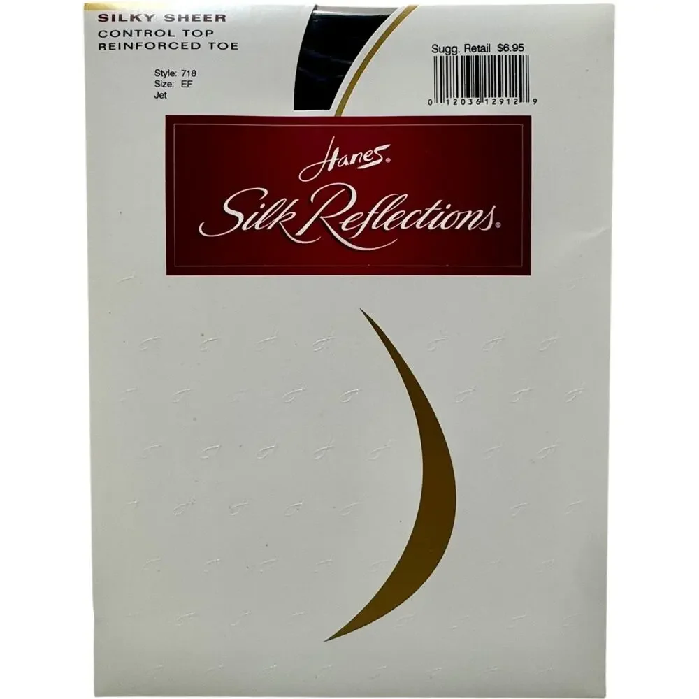 Hanes Silk Reflections Silky Sheer Control Top Pantyhose Reinforced Toe Jet EF